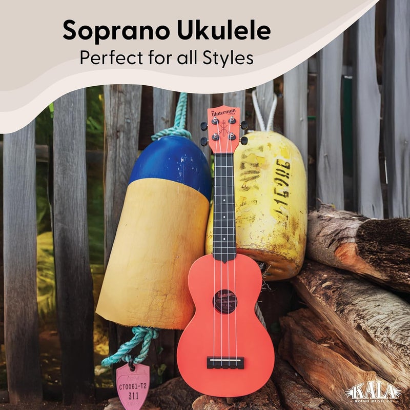 Kala Recycled Soprano Waterman Ukulele Durable, Travel-Ready Instrument - Pink Dusk - Image 1